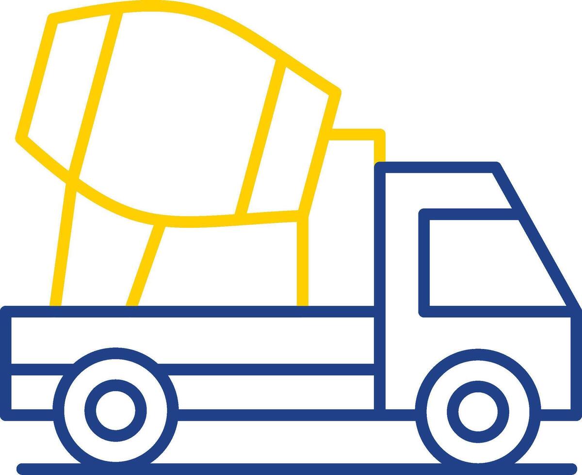 Concrete Mixer Line Two Color Icon vector