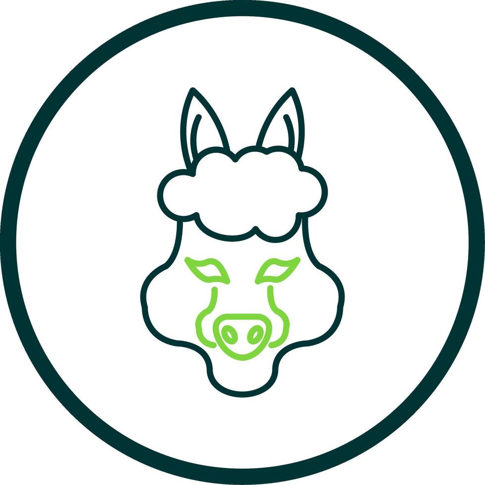 Alpaca Line Circle Icon vector