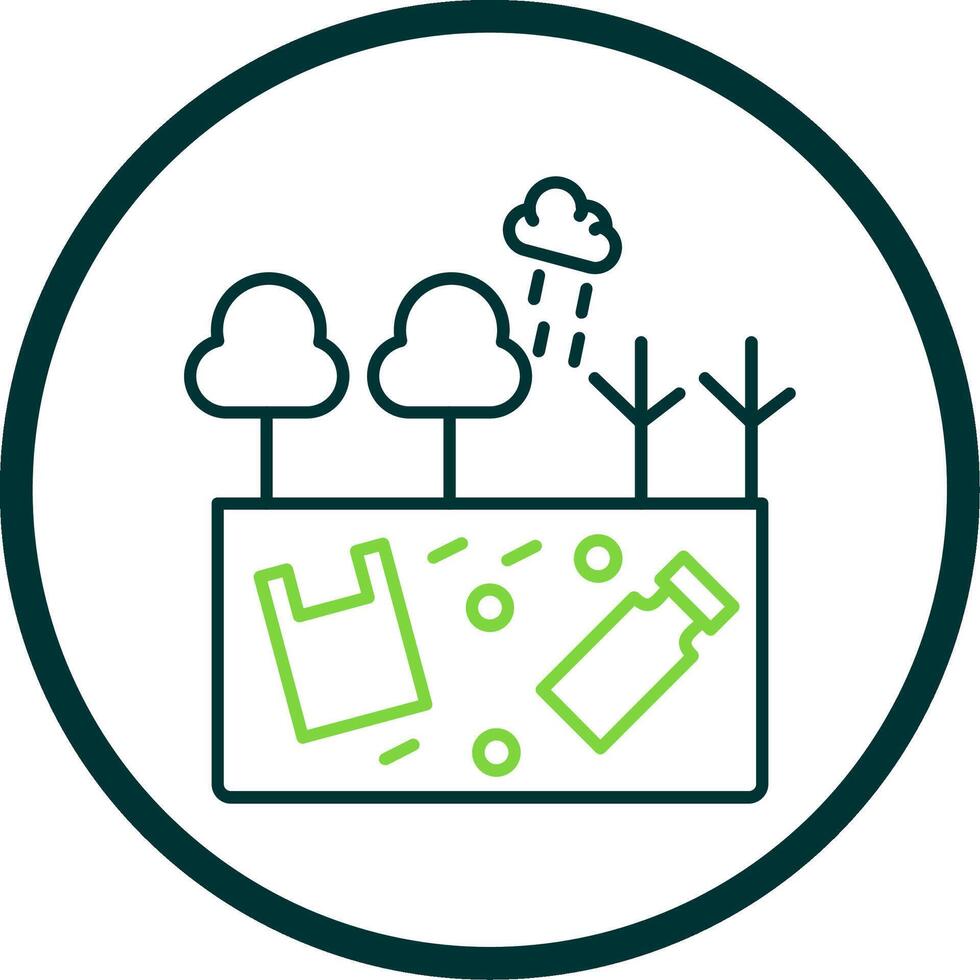 Land Pollution Line Circle Icon vector