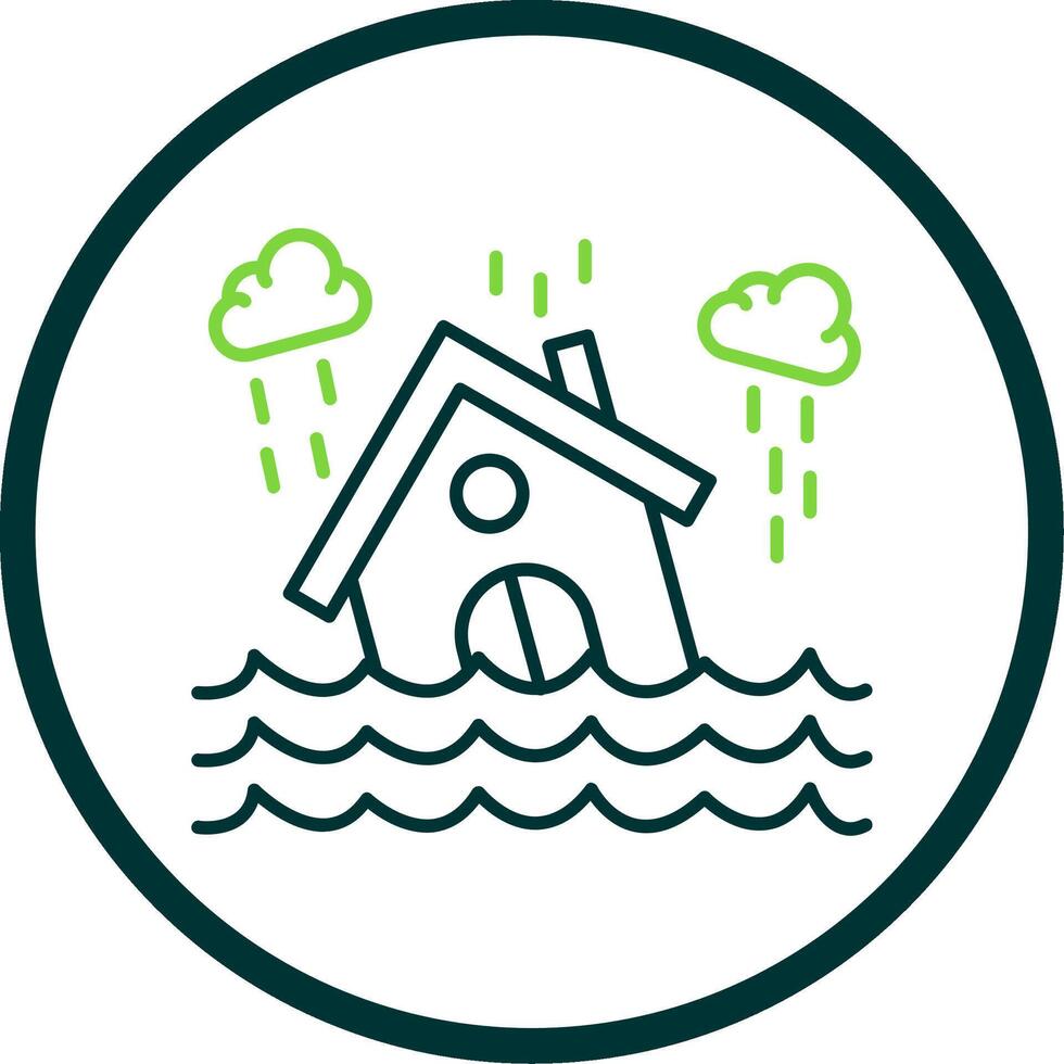 Flood Line Circle Icon vector