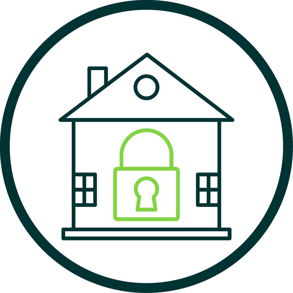 House Lock Line Circle Icon vector