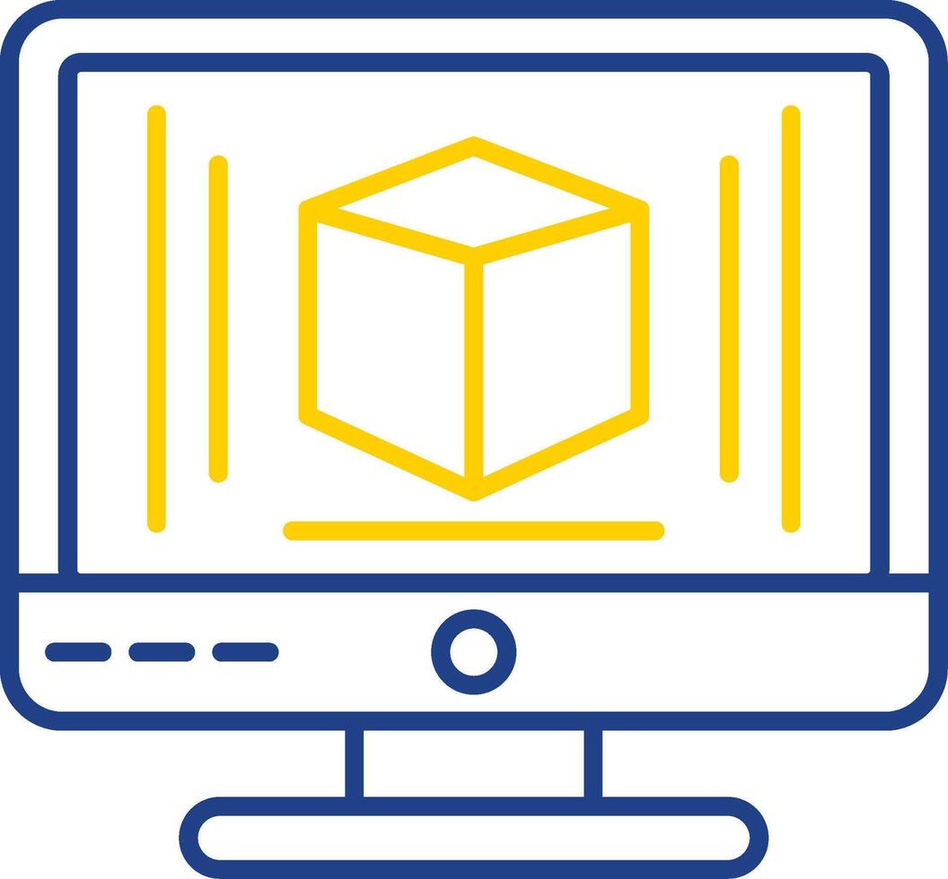 3d Modeling Line Two Color Icon vector