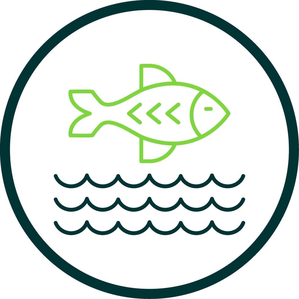 Fish Line Circle Icon vector