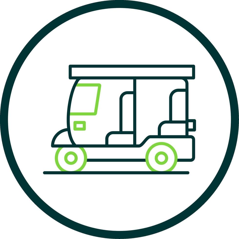 Rickshaw Line Circle Icon vector