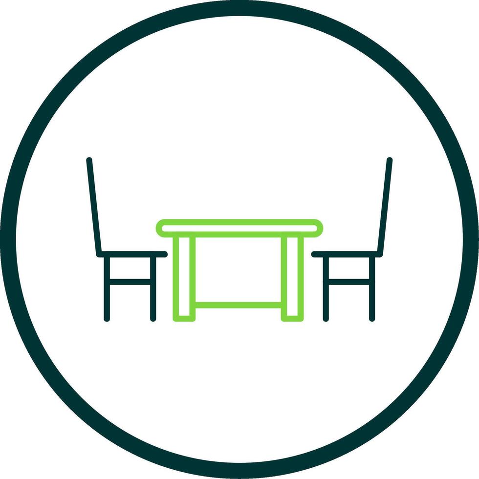 Dining Table Line Circle Icon vector