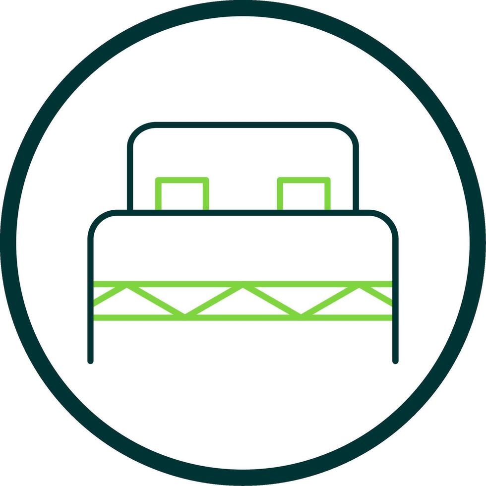 Double Bed Line Circle Icon vector