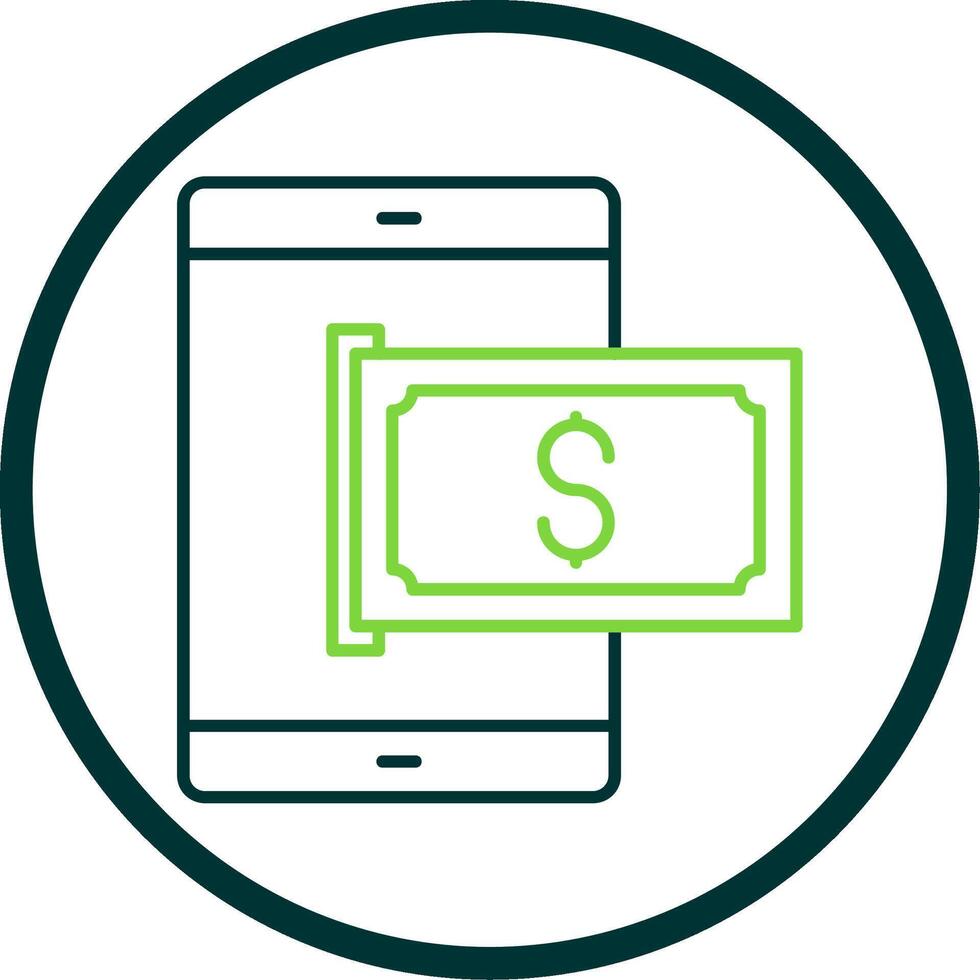 Mobile Pay Line Circle Icon vector