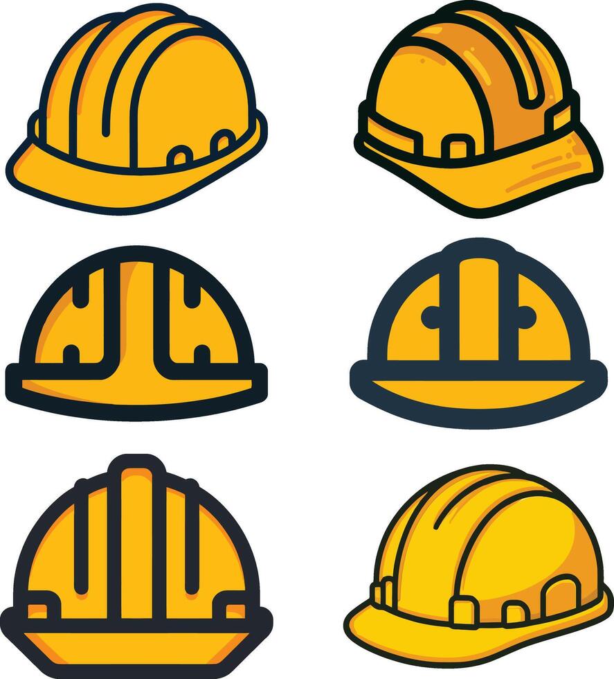 construcción trabajador la seguridad difícil sombrero casco proteger icono colocar. vector