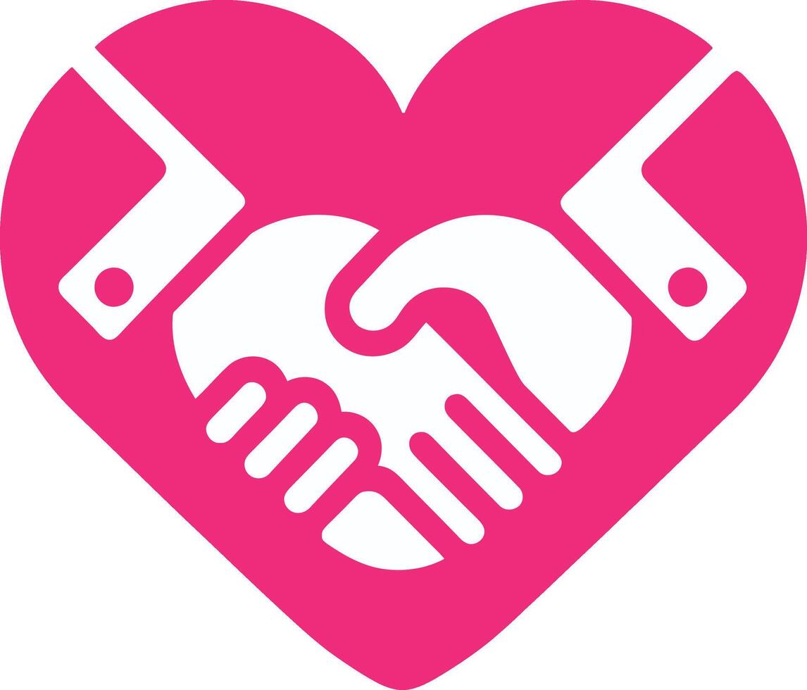 Heart shaped handshake . friendship or partnership icon. Peace and love symbol. vector