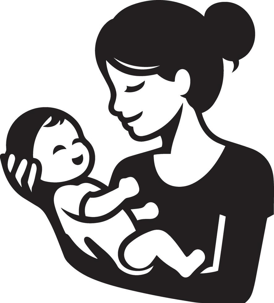 Mother holding a baby in her arms illustration. vector