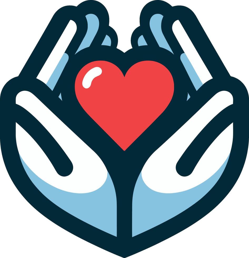 Hand icon with heart. Love yourself. Self care and happiness illustration. vector