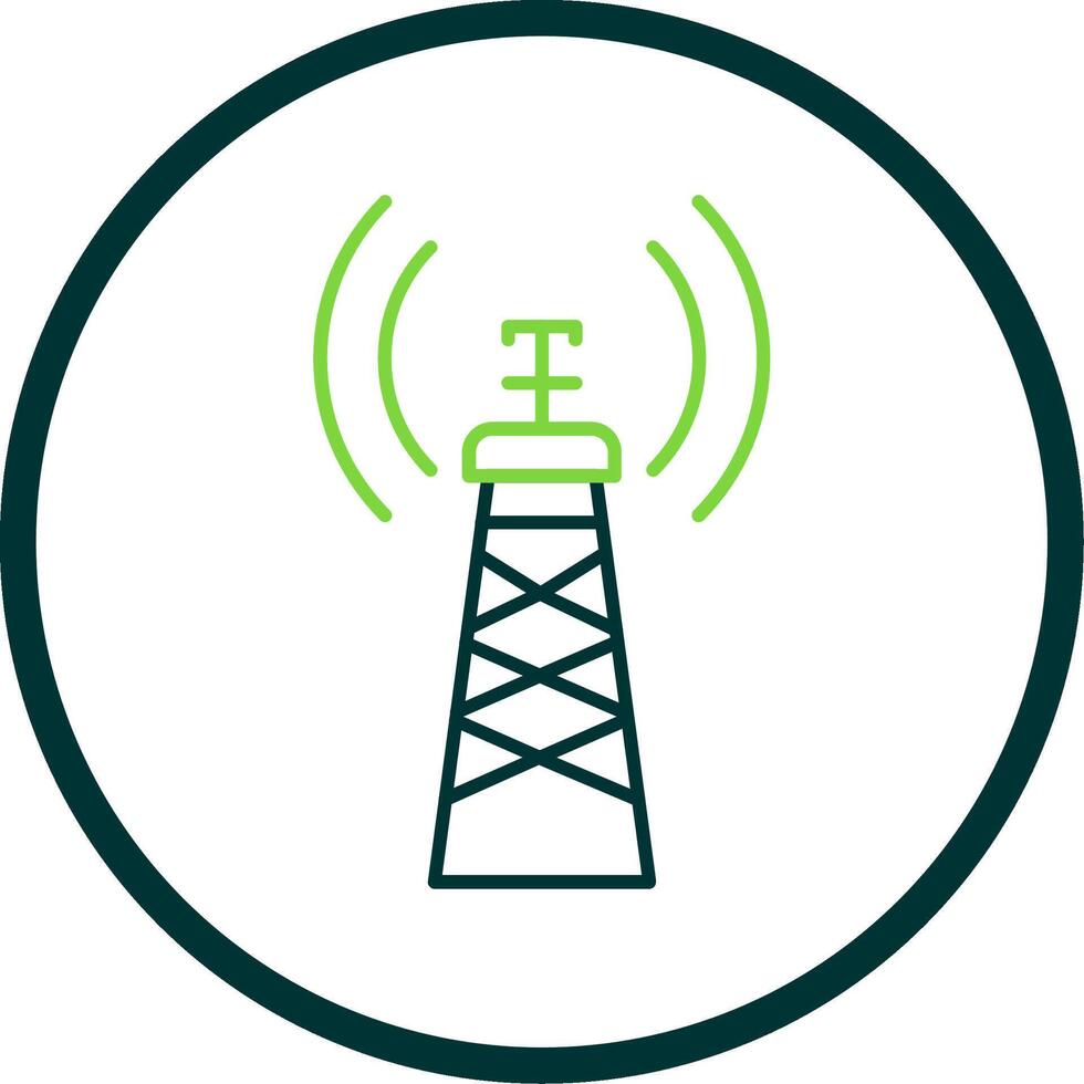 Signal Tower Line Circle Icon vector