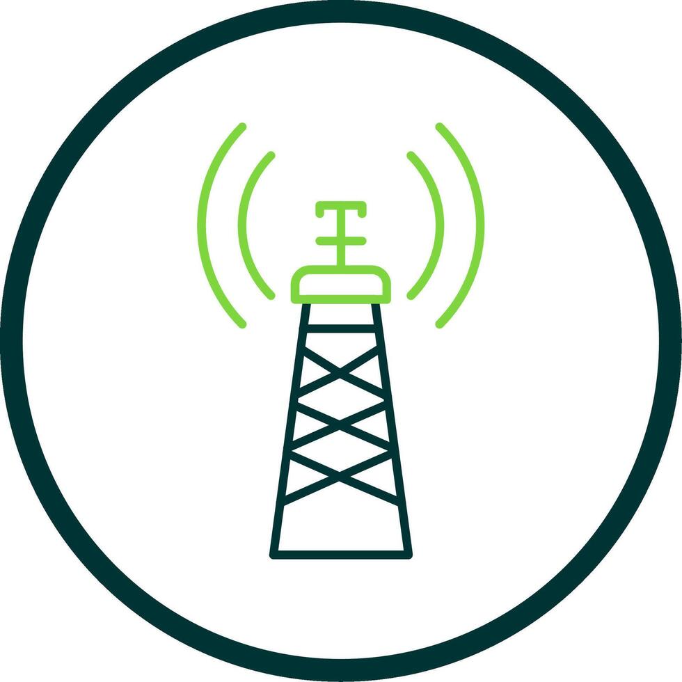 Signal Tower Line Circle Icon vector