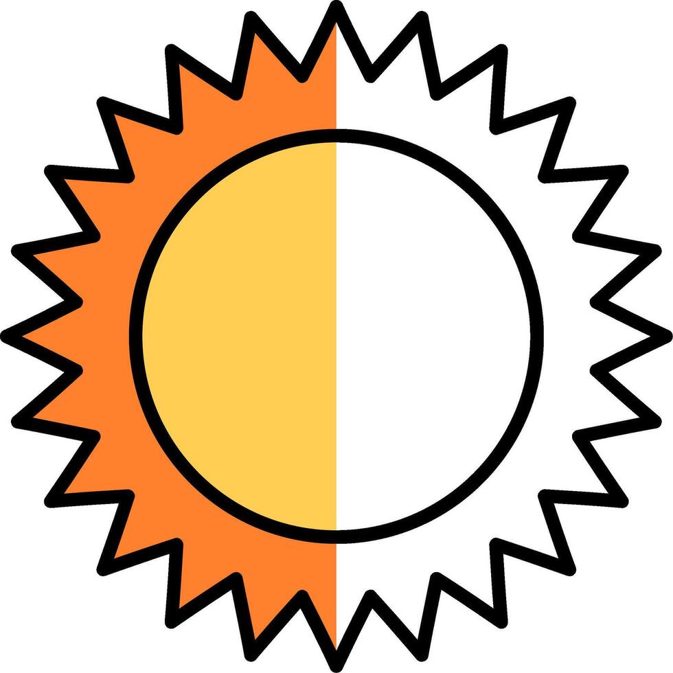 Sun Filled Half Cut Icon vector