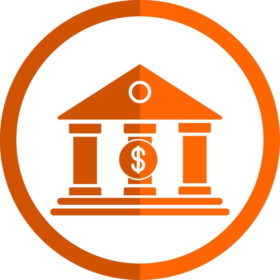 Bank Glyph Orange Circle Icon vector