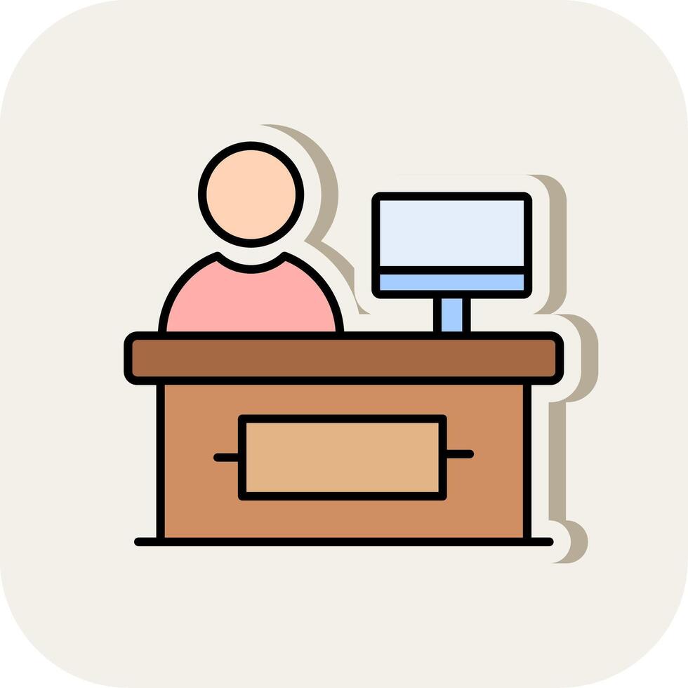 Cashier Line Filled White Shadow Icon vector