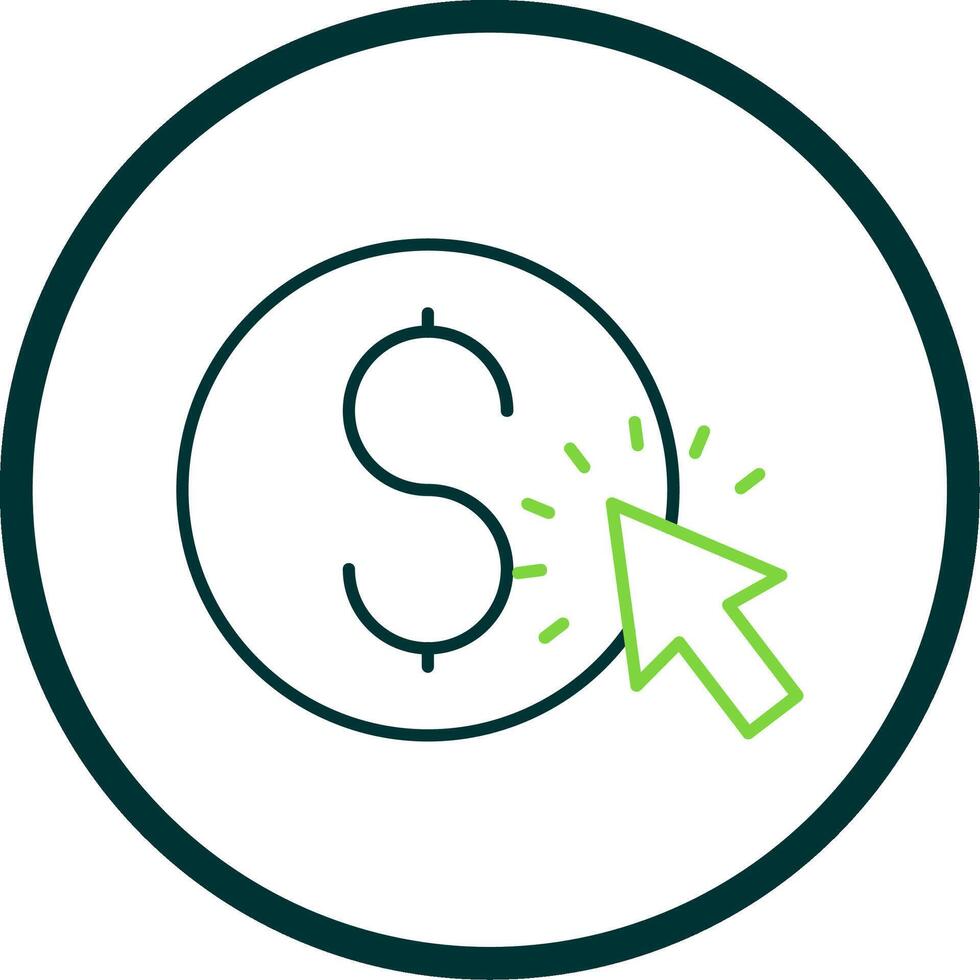 Pay Per Click Line Circle Icon vector