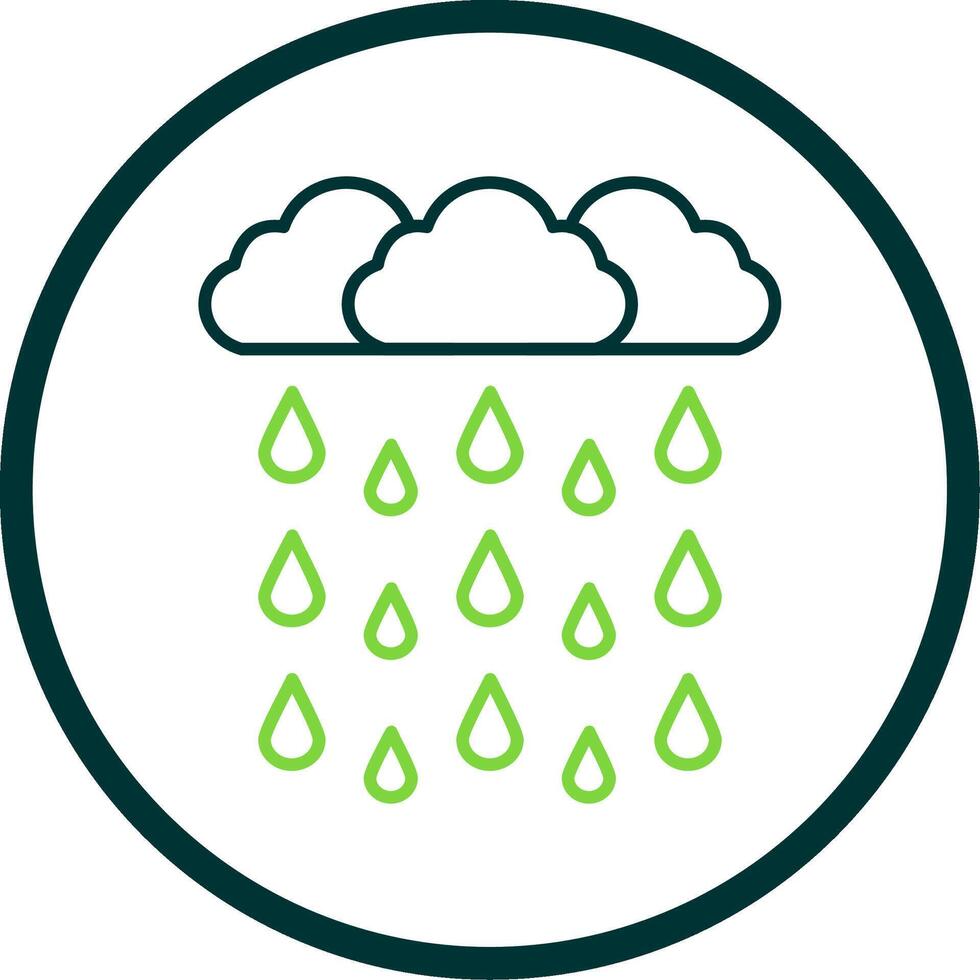 Heavy Rain Line Circle Icon vector