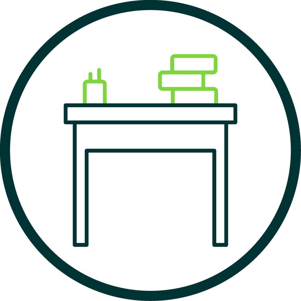 School Desk Line Circle Icon vector