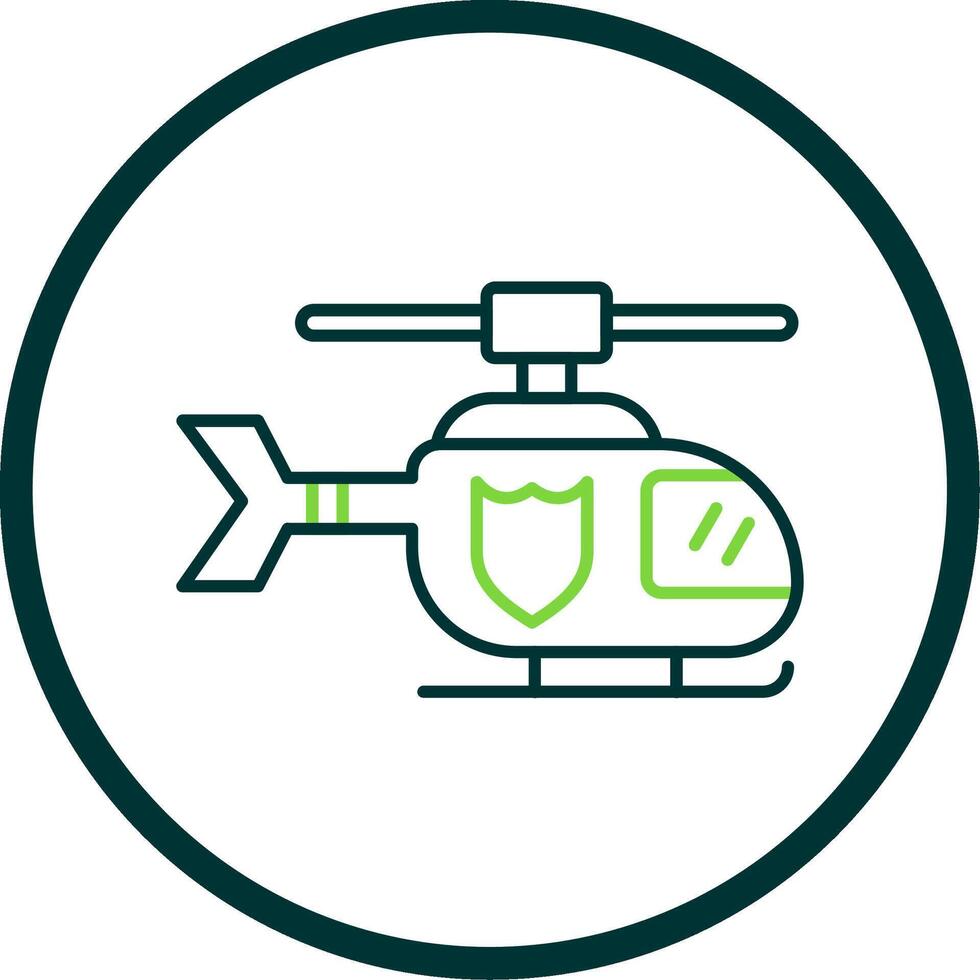 Police Helicopter Line Circle Icon vector