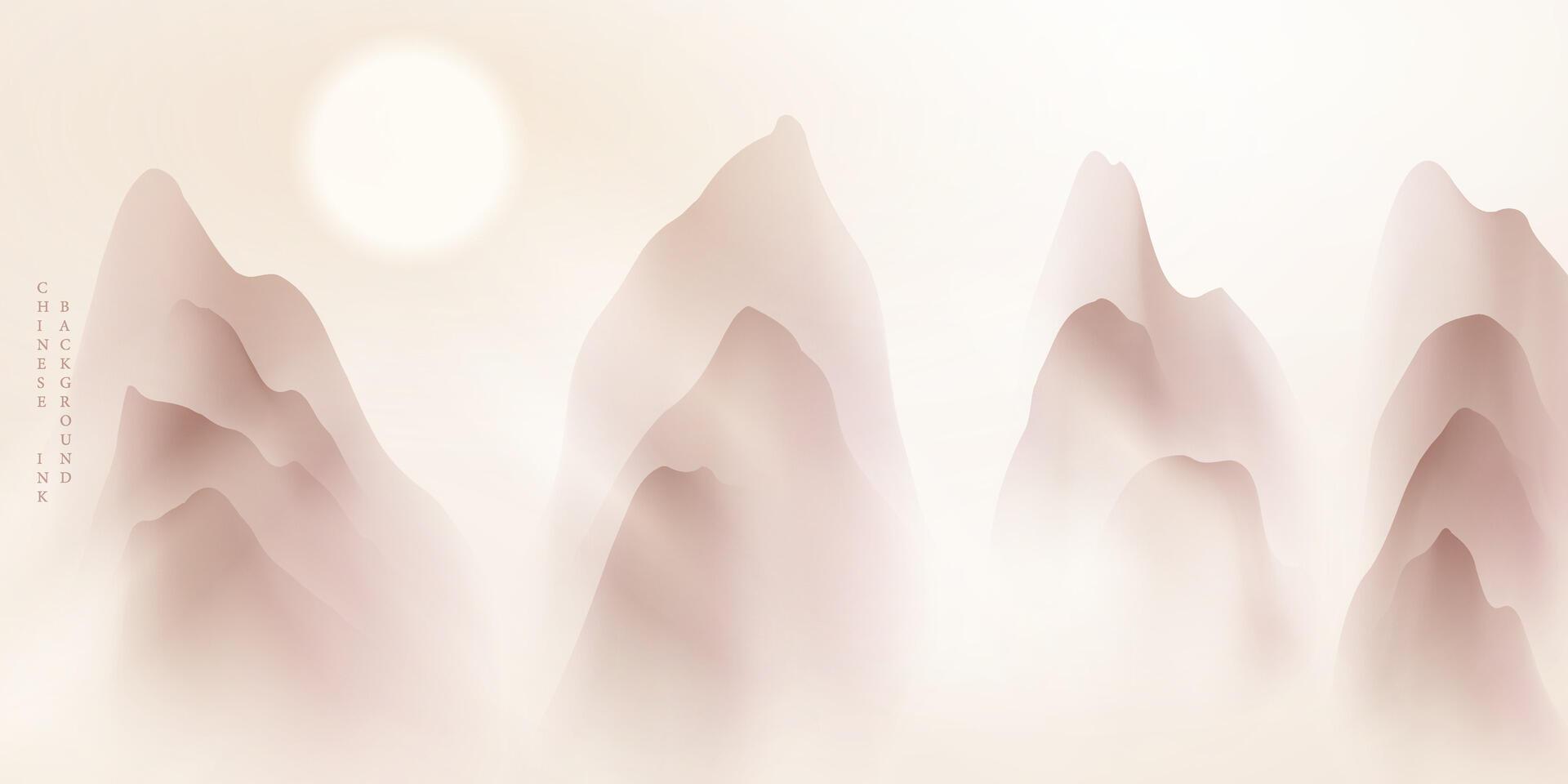 moderno diseño ilustración de hermosa chino tinta paisaje cuadro. vector