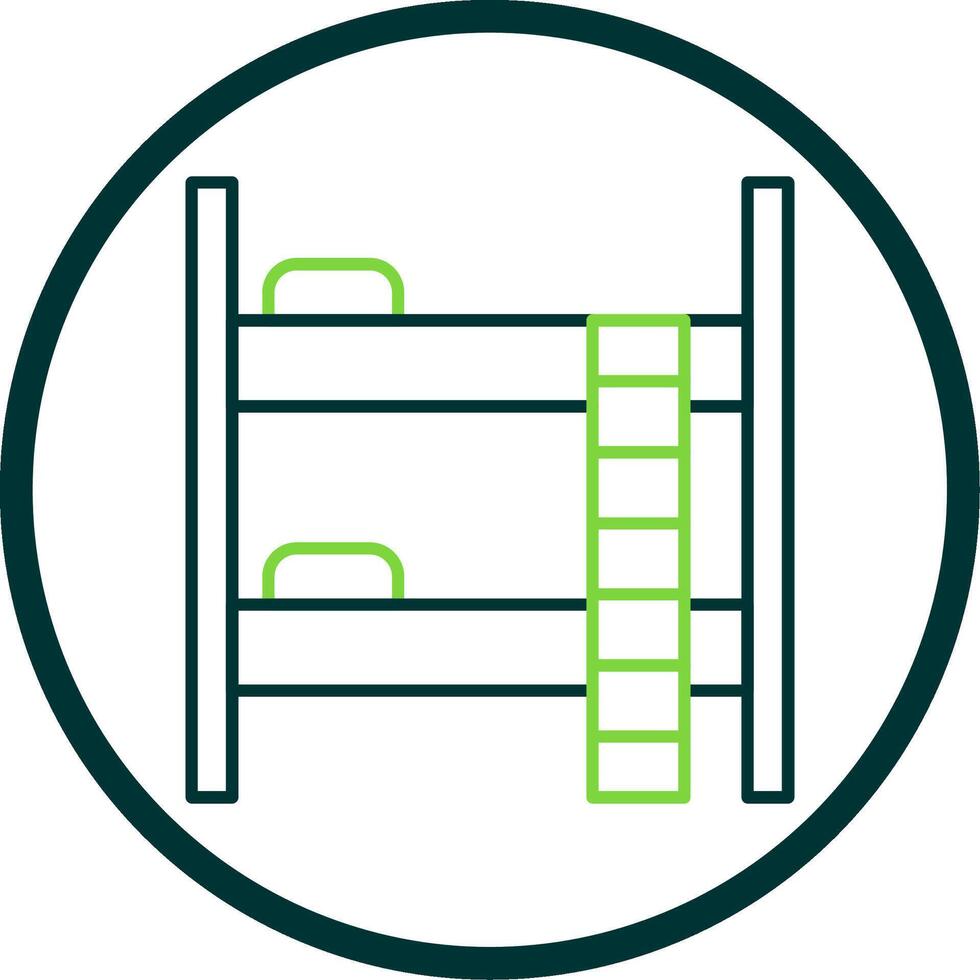 Bunk Bed Line Circle Icon vector