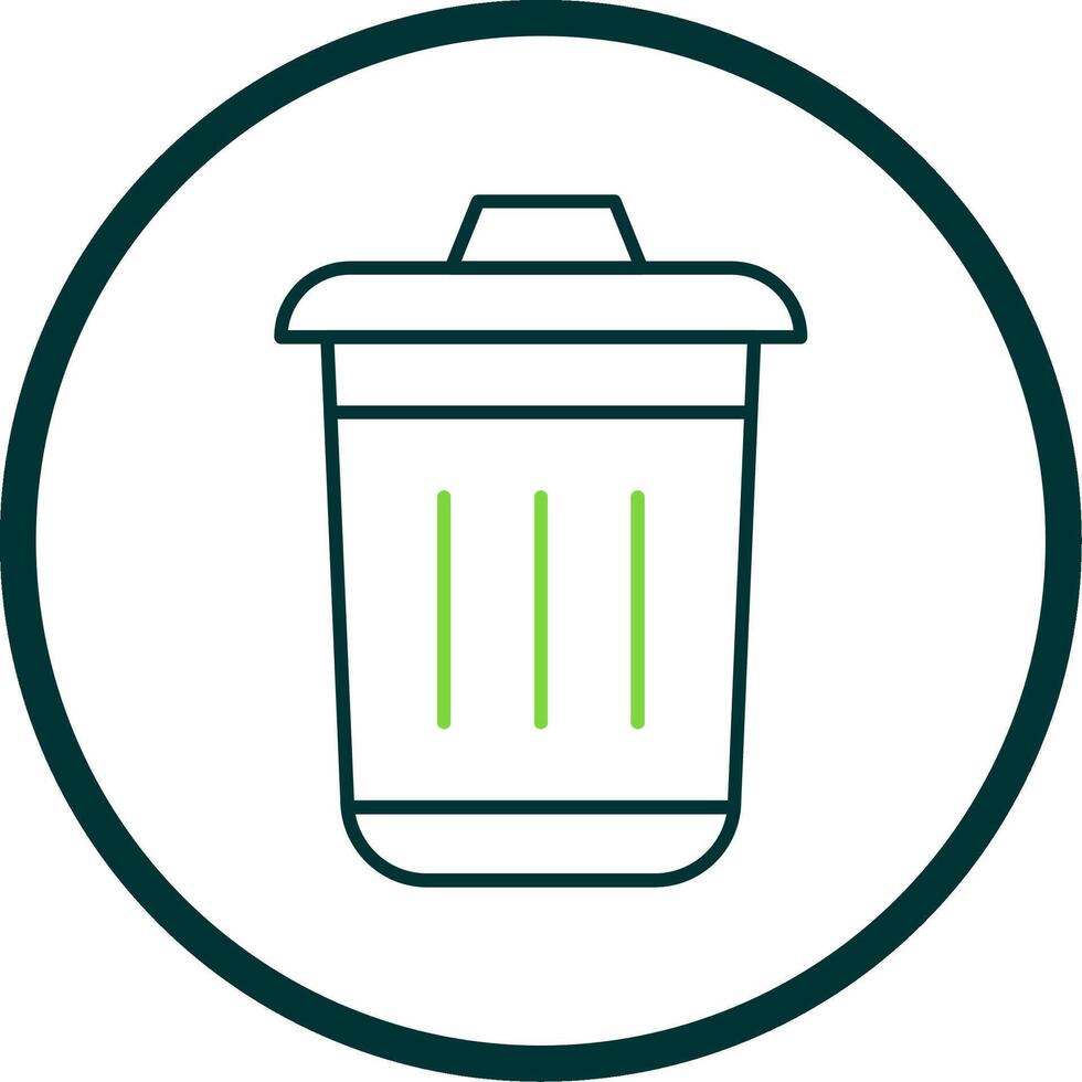 Dustbin Line Circle Icon vector