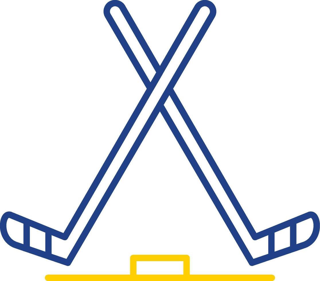 icono de dos colores de la línea de hockey sobre hielo vector