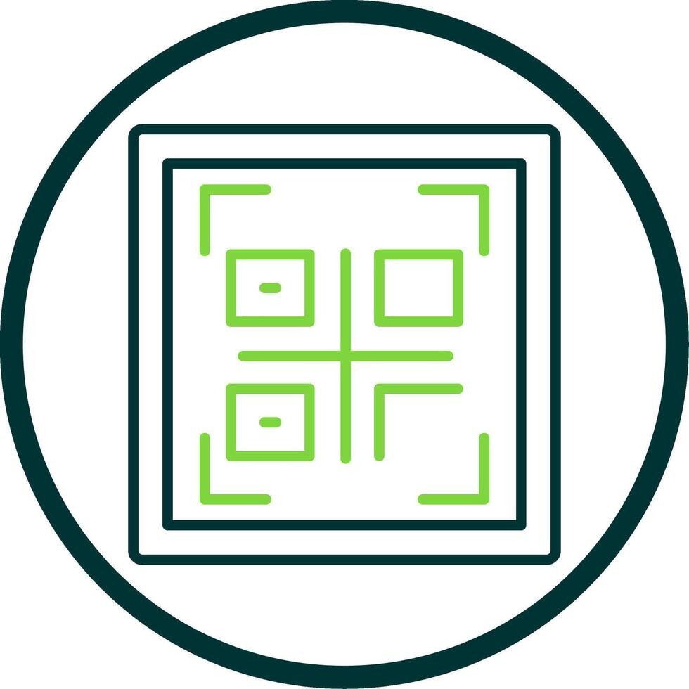Qr Code Line Circle Icon vector