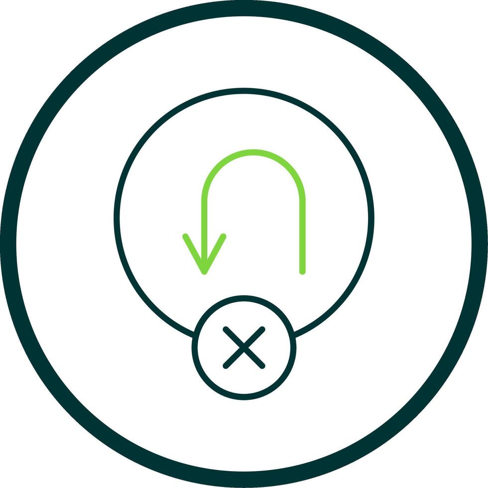 No U Turn Line Circle Icon vector