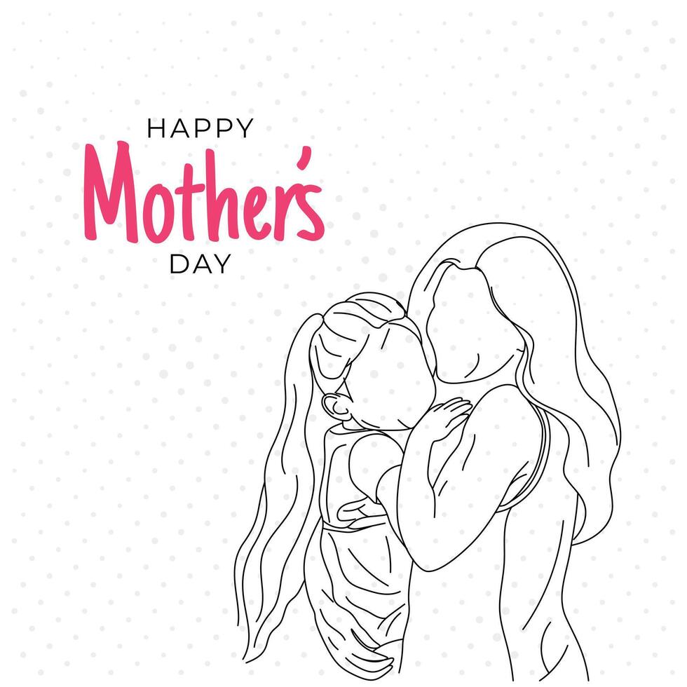 contento madres día con mamá y hija amor relación, minimalista tarjeta para madre día, minimalista Arte vector