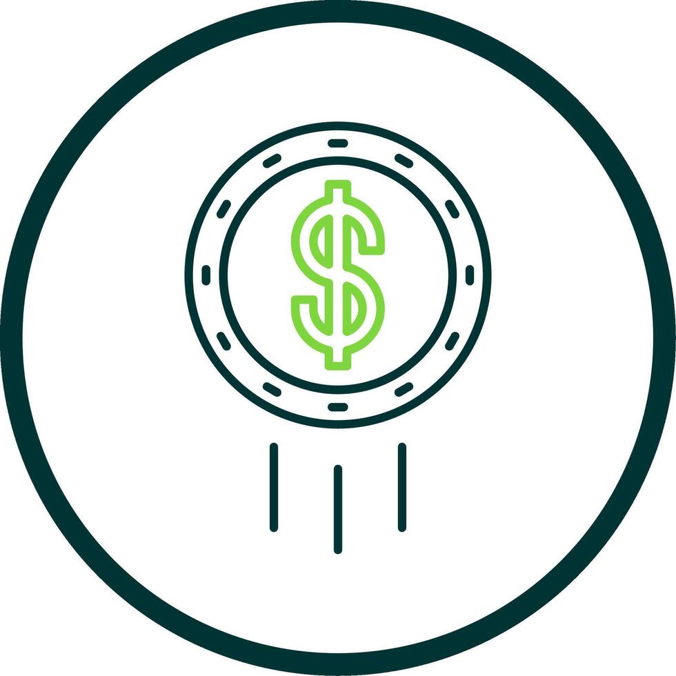 Dollar Coin Line Circle Icon vector