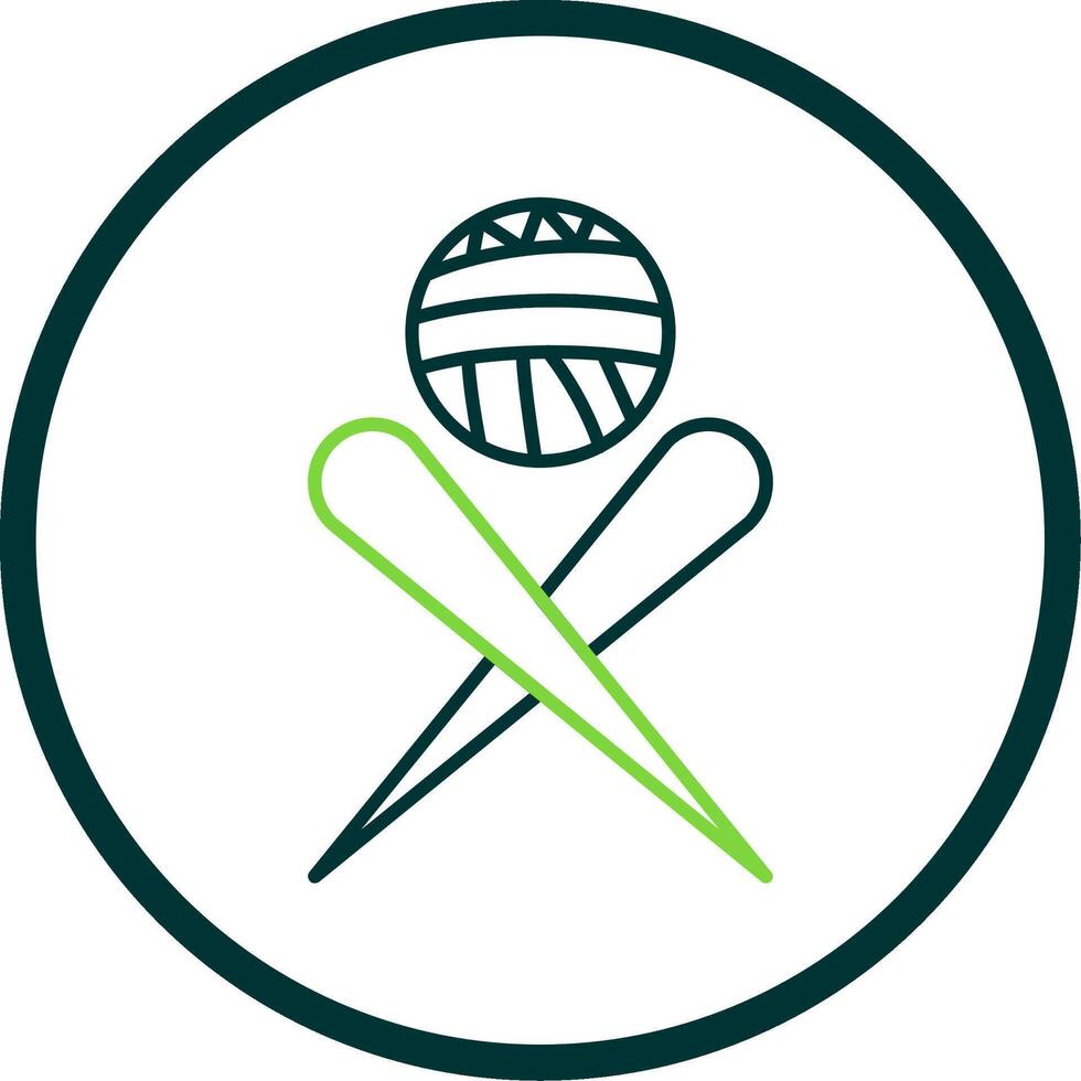 Knitting Needles Line Circle Icon vector