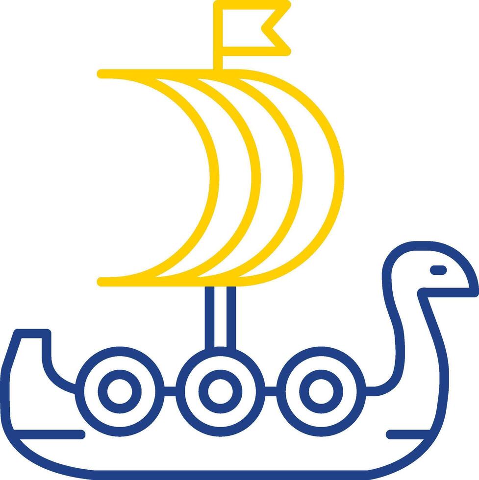 icono de dos colores de la línea de barco vikingo vector