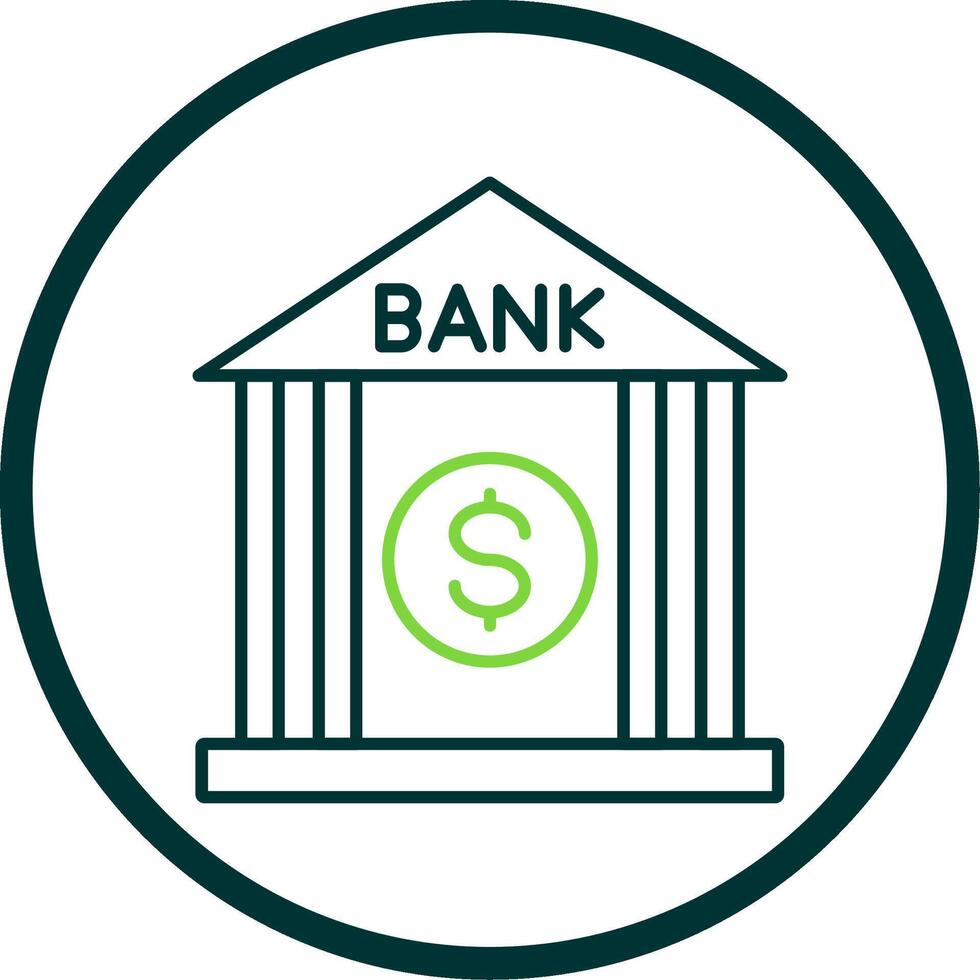 Bank Line Circle Icon vector