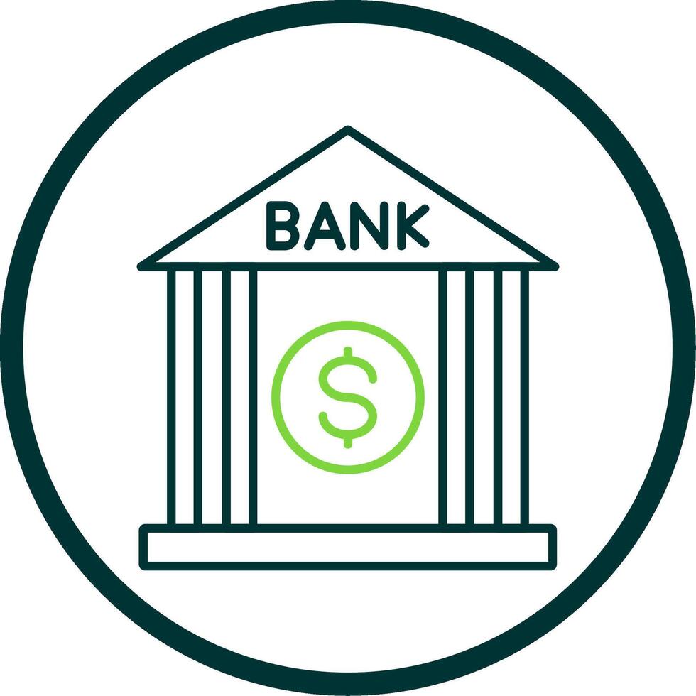 banco línea circulo icono vector