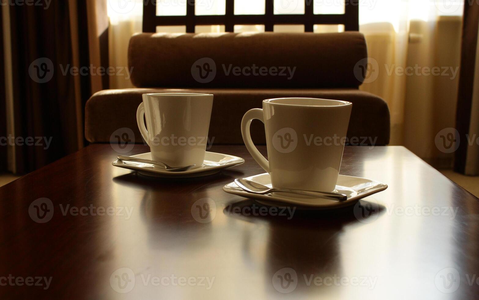 Porcelain Tea Set For Two Persons In Oriental Style Interior photo