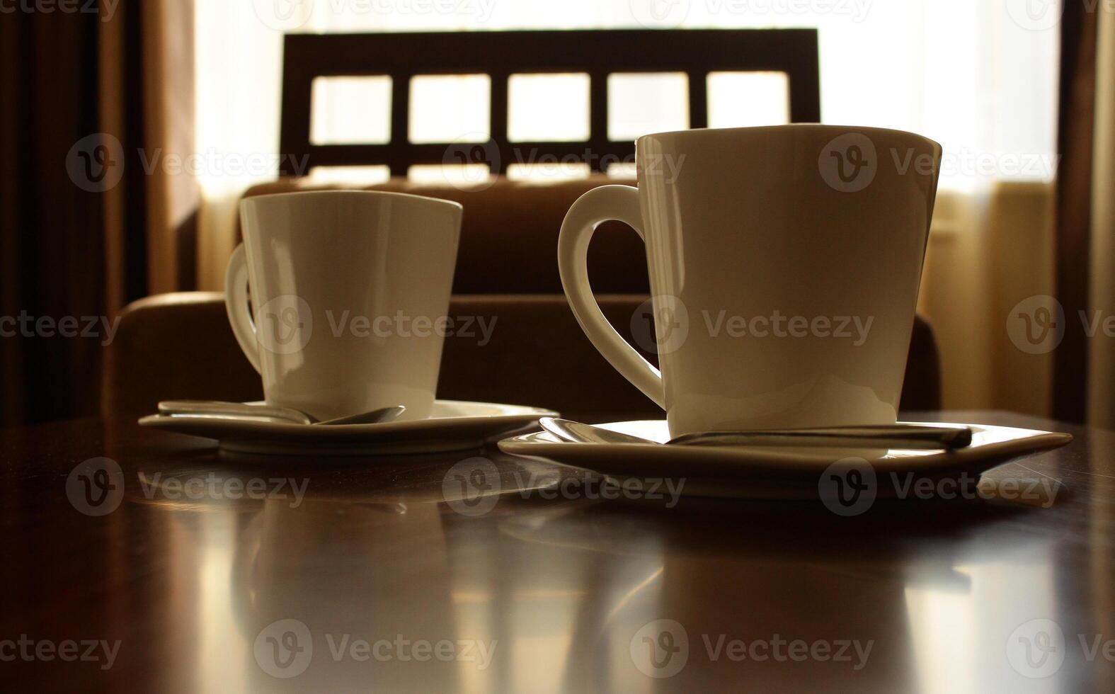 Tea Set With Cups And Saucers In Japanese Style photo