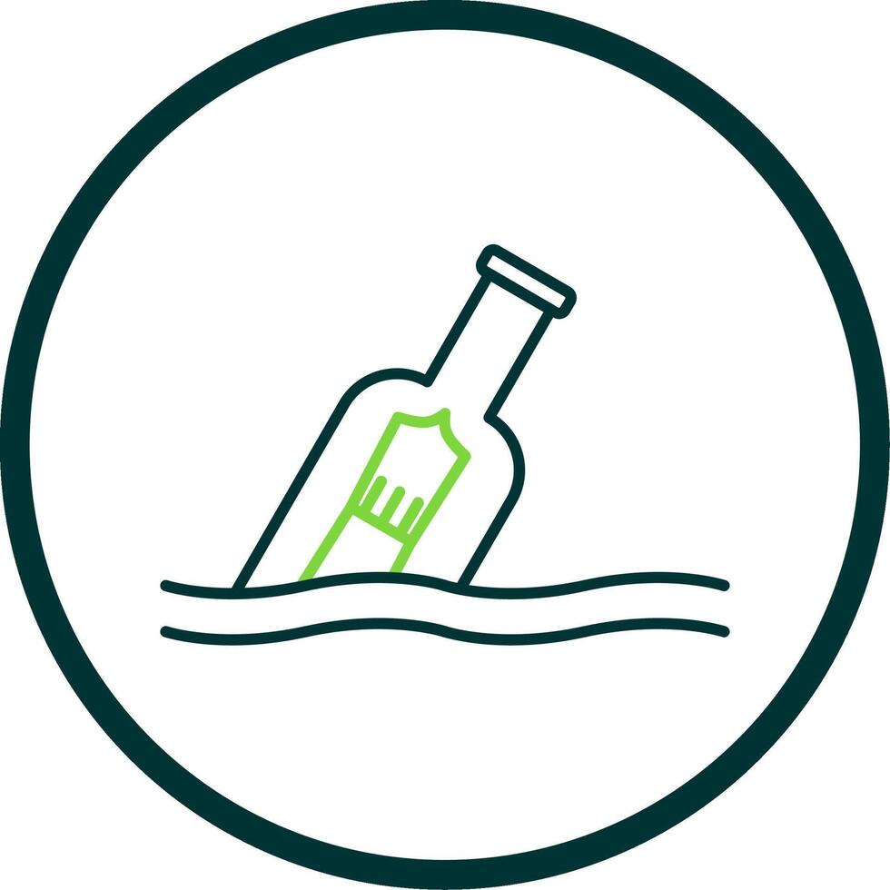 Message In A Bottle Line Circle Icon vector