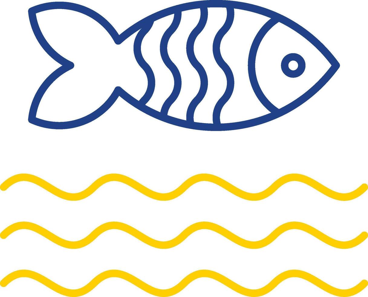 línea de pescado icono de dos colores vector