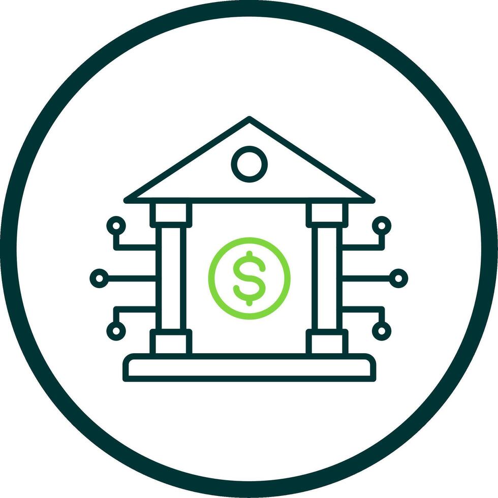 Banking System Line Circle Icon vector