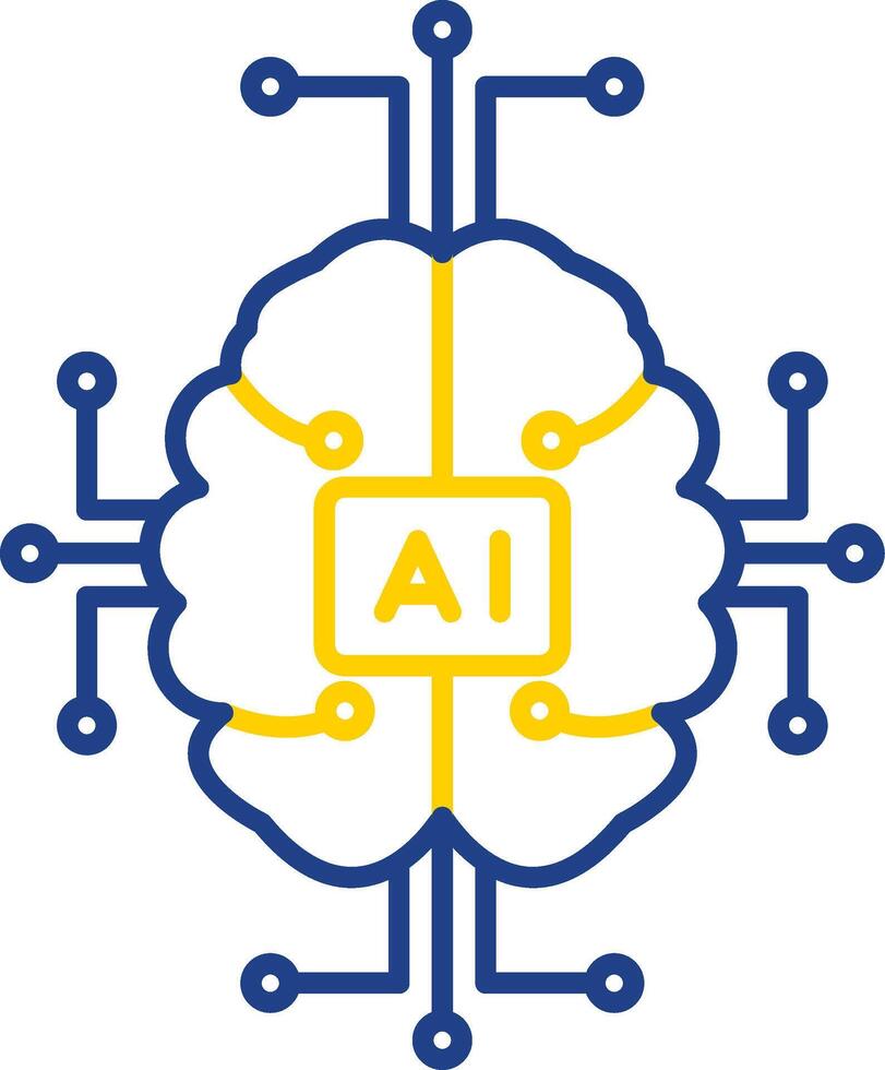 línea de inteligencia artificial icono de dos colores vector