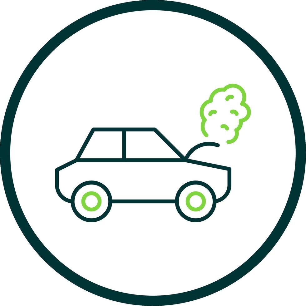 Broken Car Line Circle Icon vector