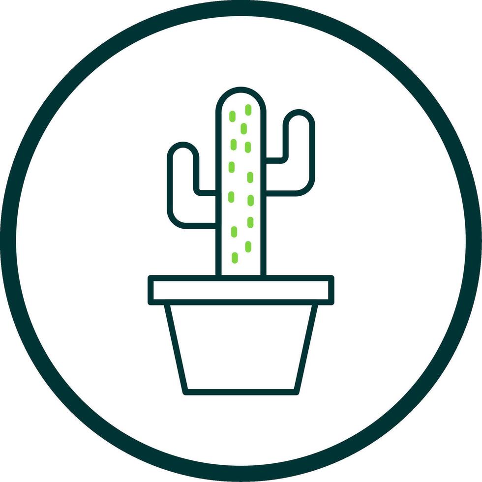 Cactus Line Circle Icon vector