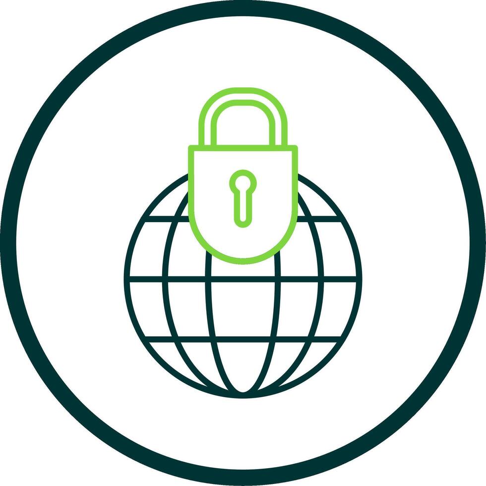 Global Security Line Circle Icon vector