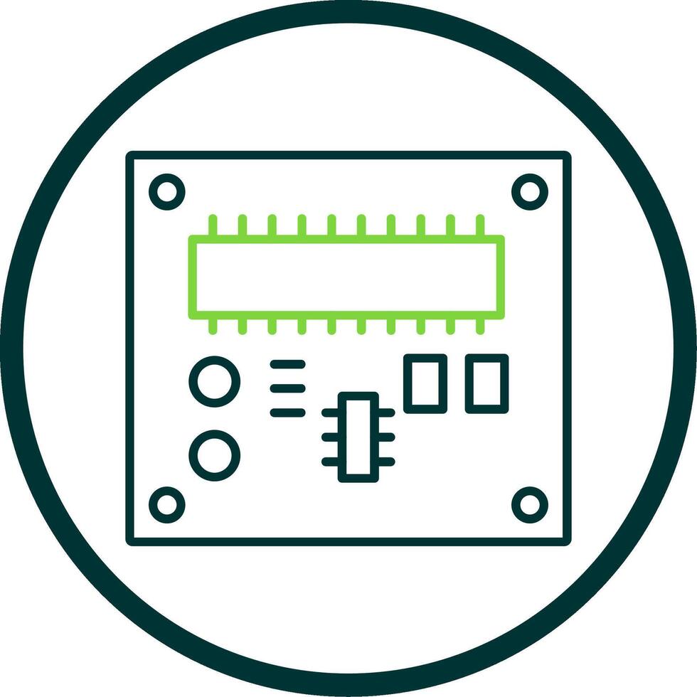 tarjeta de circuito impreso tablero línea circulo icono vector