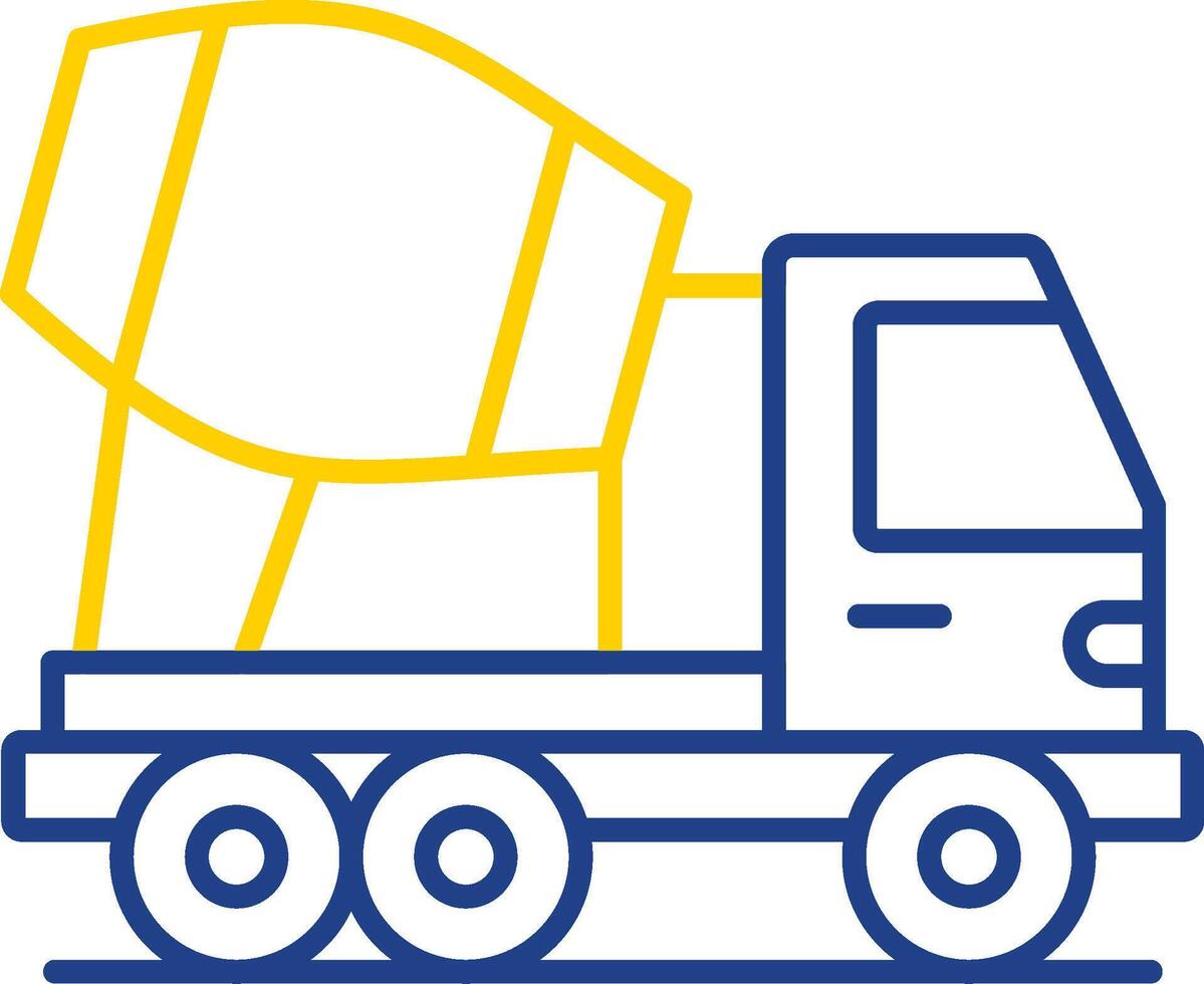 Concrete Mixer Truck Line Two Color Icon vector