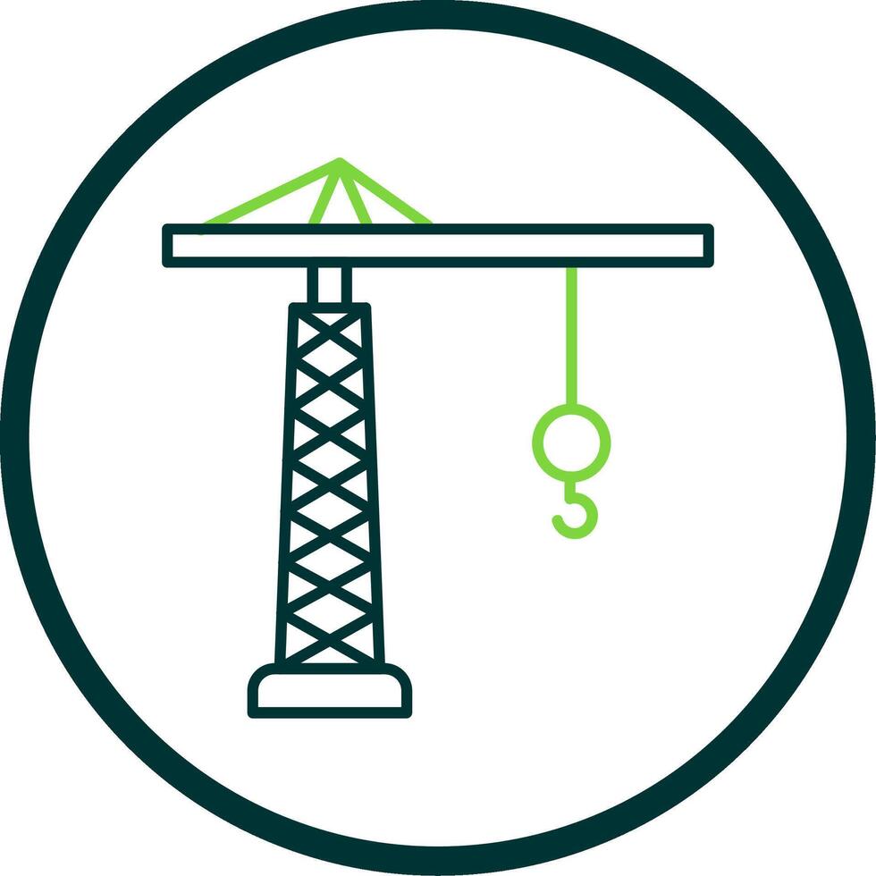 Tower Crane Line Circle Icon vector