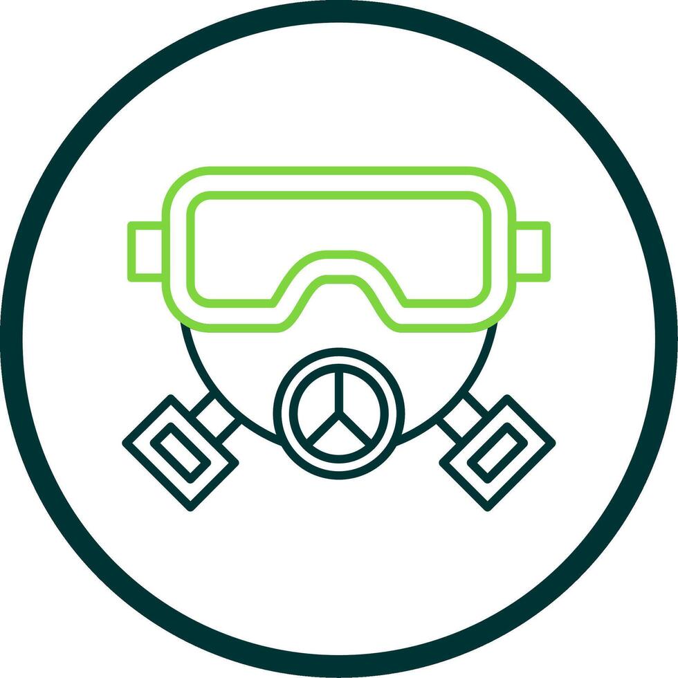 Gas Mask Line Circle Icon vector