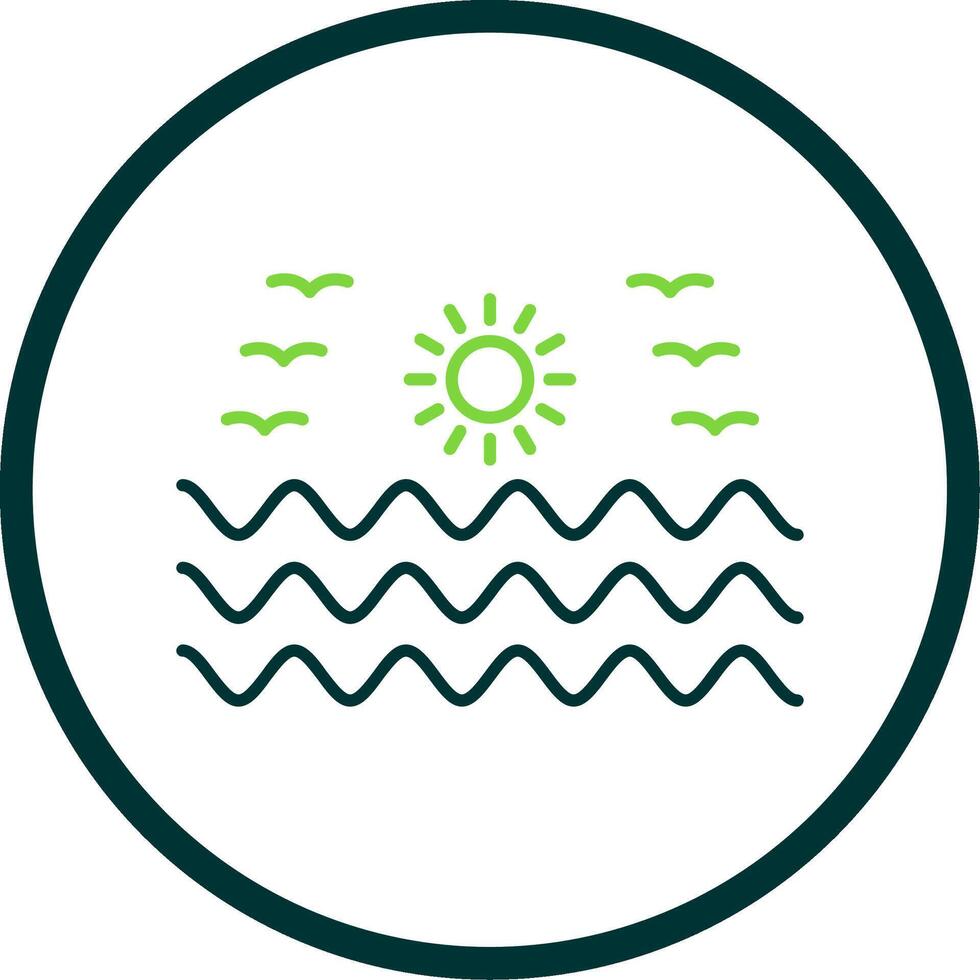 Sea Water Line Circle Icon vector